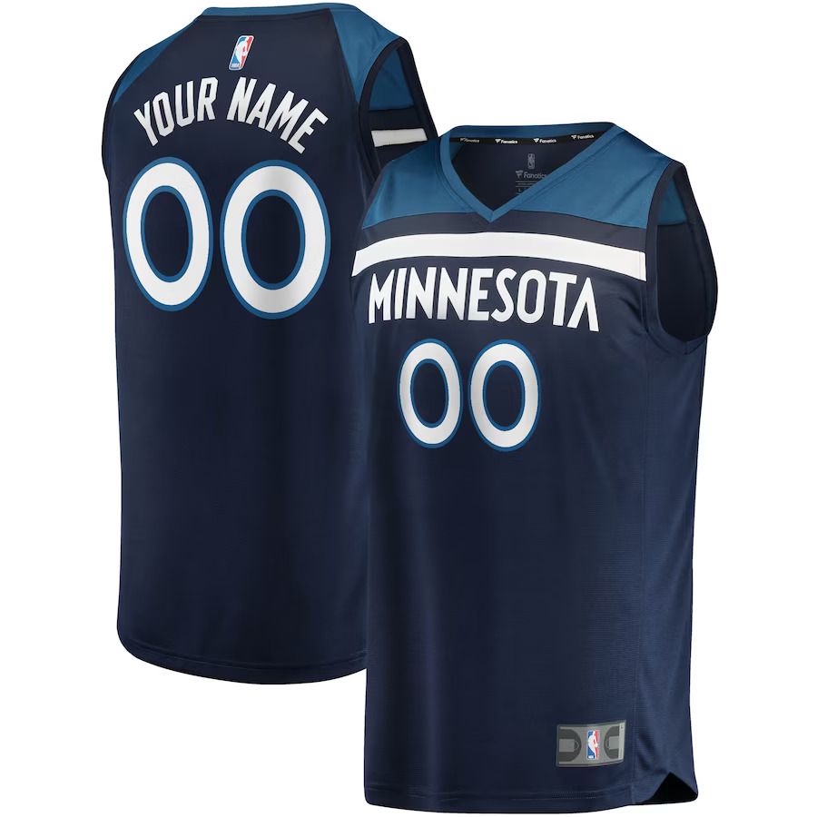 Men Minnesota Timberwolves Fanatics Branded Navy Fast Break Custom Replica NBA Jersey